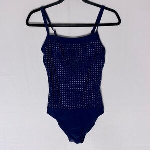 Krista Navy Blue W White Dots One Piece Bathing Suit Swimsuit 8
